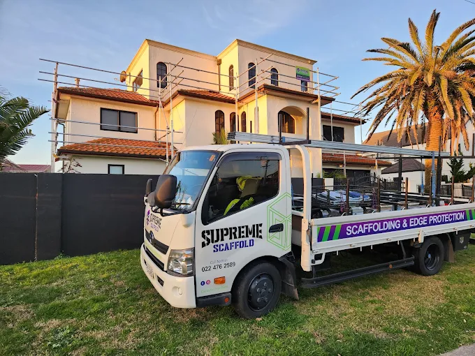 Supreme Scaffold branded truck on site